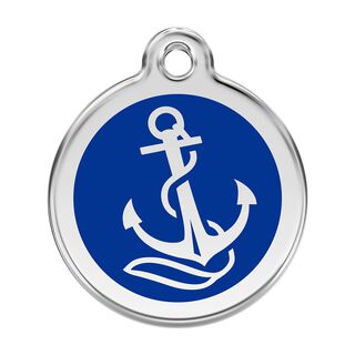 Red Dingo Placa identificativa Acero Inoxidable Esmalte Ancla Marina para perros