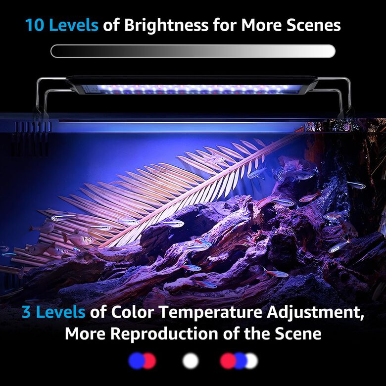 Nobleza - Luz de Acuario Peces Tanque Lámpara Iluminación de Plantado de Pecera Temporizador Ajustable, 10 Niveles de Brillo para Tanque thumbnail
