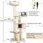 COSTWAY Árbol para Gatos de 197 CM, Torre de Gato con Múltiples Niveles, Casa Vertical para Gatos con Condominio de Madera, Hamacas, Cesta Colgante, Postes de Sisal/Bolas Colgantes para Jugar, , large indicador imagen numero 2