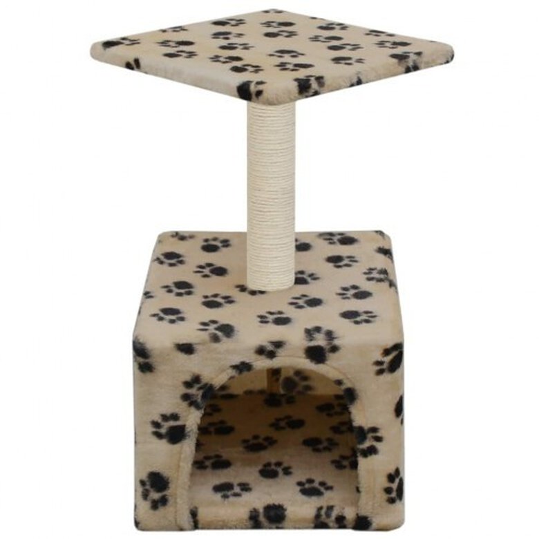 Rascador con poste para gatos color Beige Huellas, , large image number null
