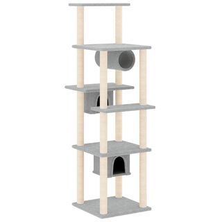 VidalXL Árbol Rascador grande con cueva gris claro para gatos