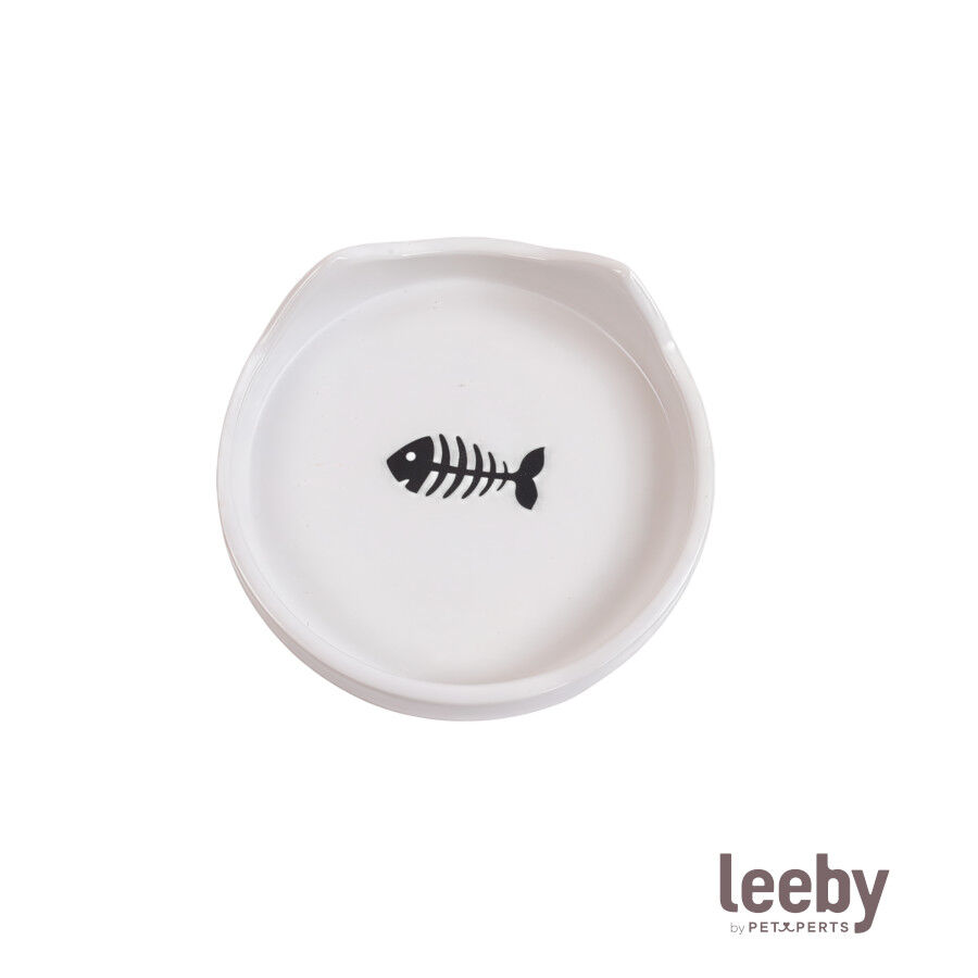 Leeby Comedero de Cer&aacute;mica Blanco con Orejitas para gatos, , large Imagen numero 2