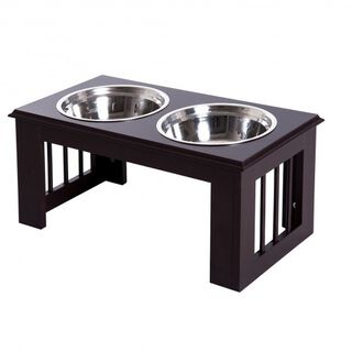 Pawhut comedero elevado doble marrón para perros