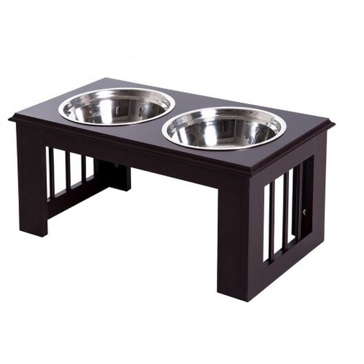 Pawhut comedero elevado doble marrón para perros, , large image number null