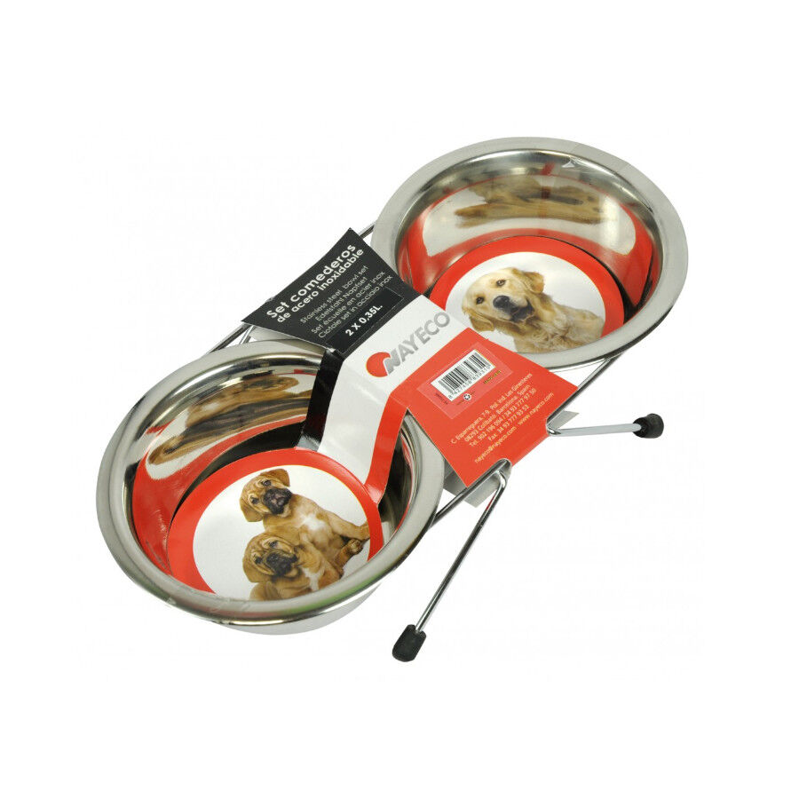 Nayeco comedero elevado doble de acero inoxidable para perros, , large Imagen numero 1