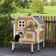 PawHut Casa para Gatos de Madera 78x82x93 cm Caseta para Gatos de 2 Niveles Refugio para Gatos con Techo Asfáltico Terraza y Plataforma de Salto Natural, , large indicador imagen numero 2