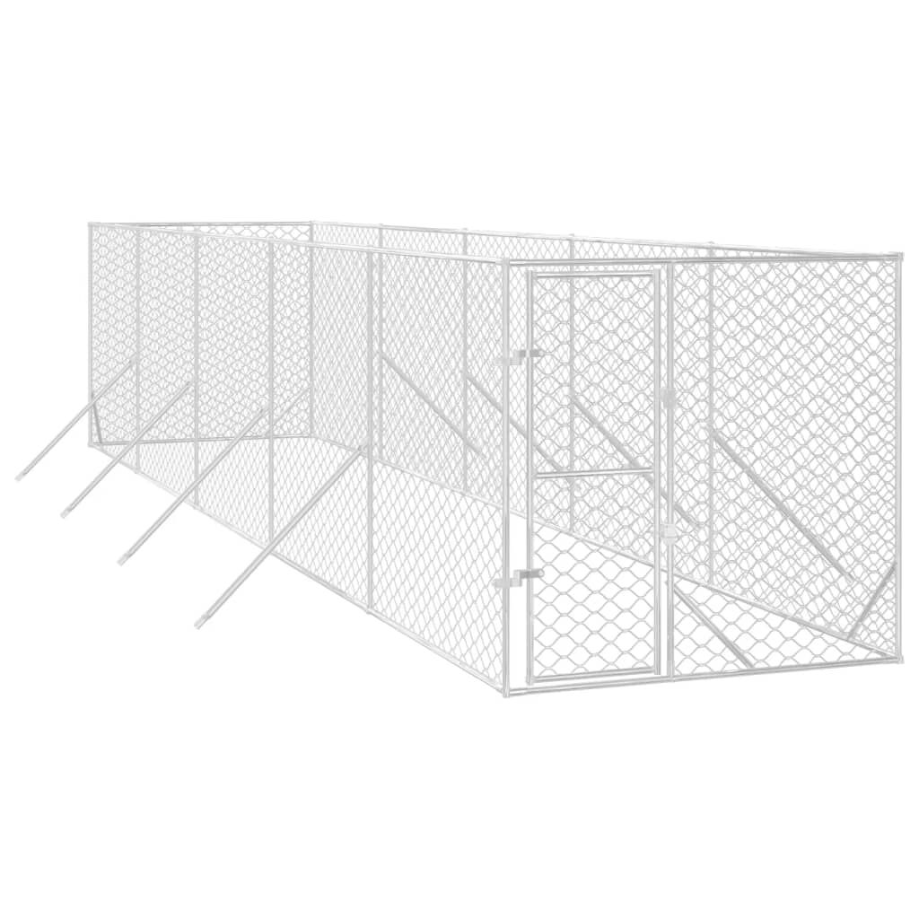 vidaXL Perrera de exterior acero galvanizado plateado 4x4x2 m, , large Imagen numero 8