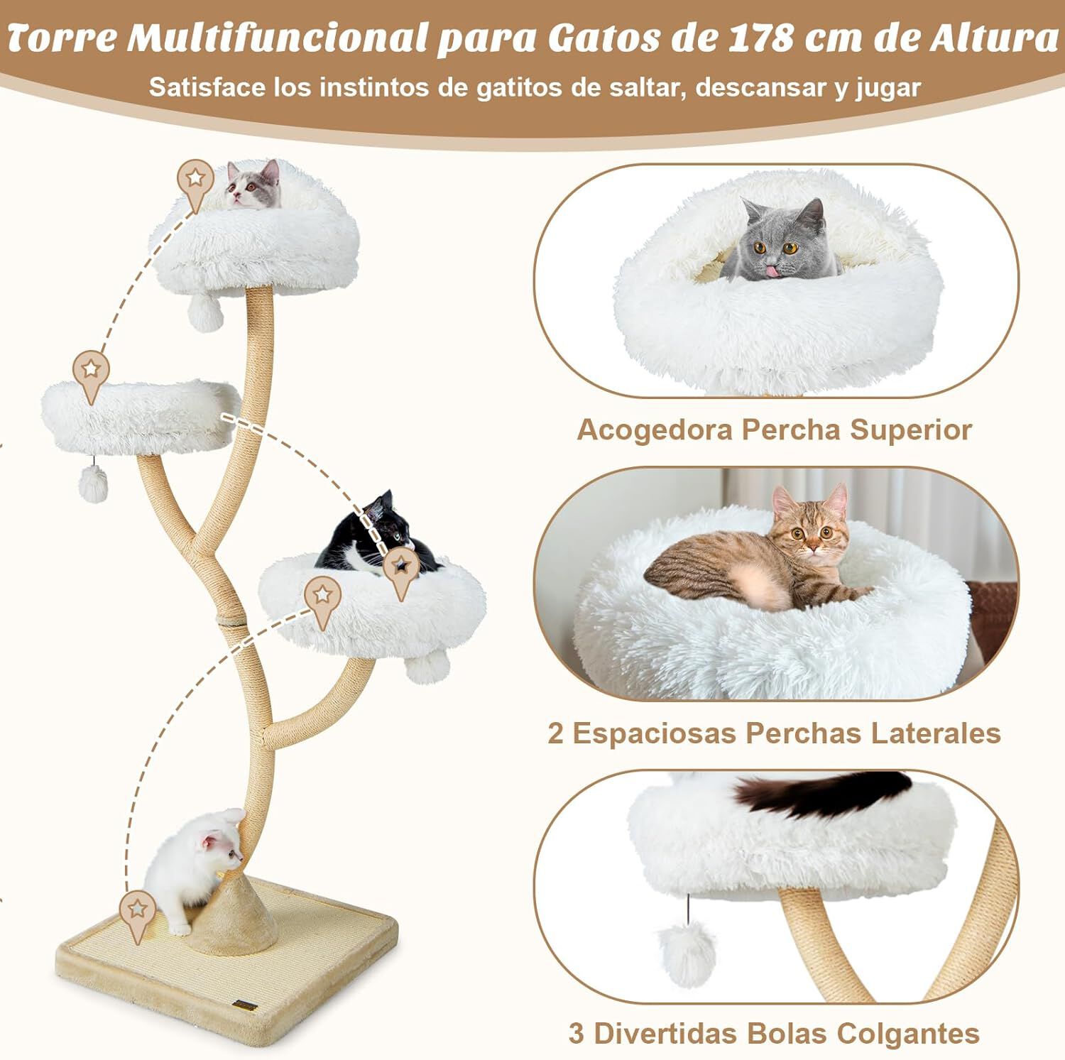 COSTWAY Árbol beige para Gatos thumbnail