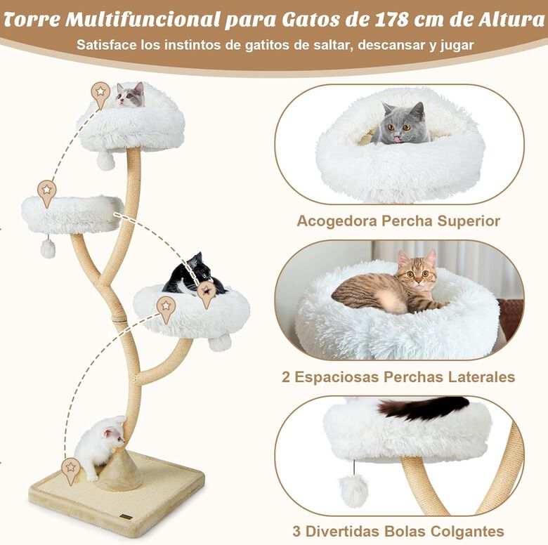 COSTWAY Árbol beige para Gatos thumbnail