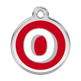 Red Dingo Placa identificativa Acero Inoxidable Esmalte Alfabeto Letra O Rojo para perros
