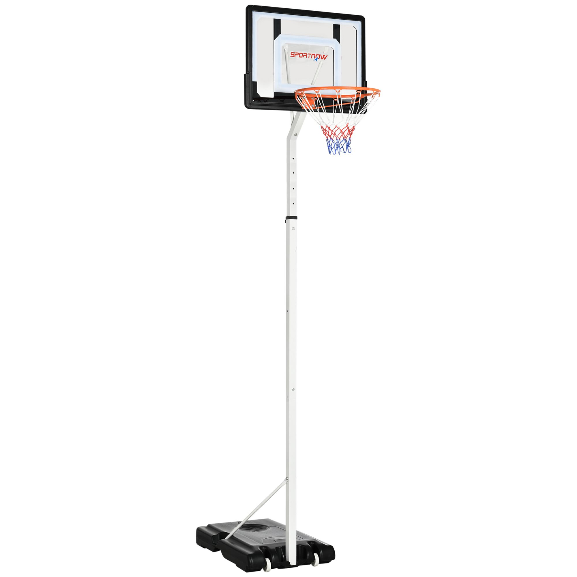 SPORTNOW Canasta de Baloncesto blanca con Ruedas y Altura Ajustable para jard&iacute;n, , large Imagen numero 1