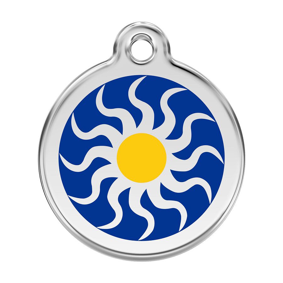 Placa identificativa Acero Inoxidable Esmalte Tribal Sun Azul para perros, , large Imagen numero 1