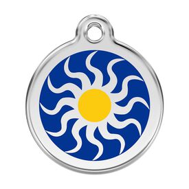 Red Dingo Placa identificativa Acero Inoxidable Esmalte Tribal Sun Azul para perros