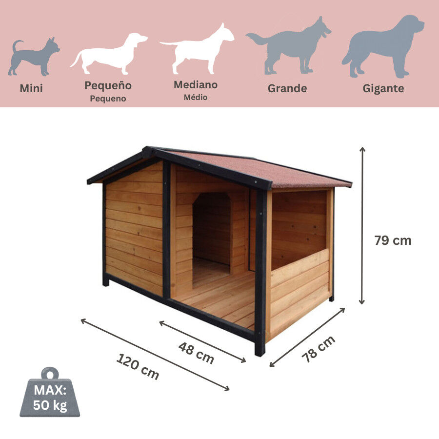 TK-Pet Rocky Caseta de Madera con Patio para perros thumbnail