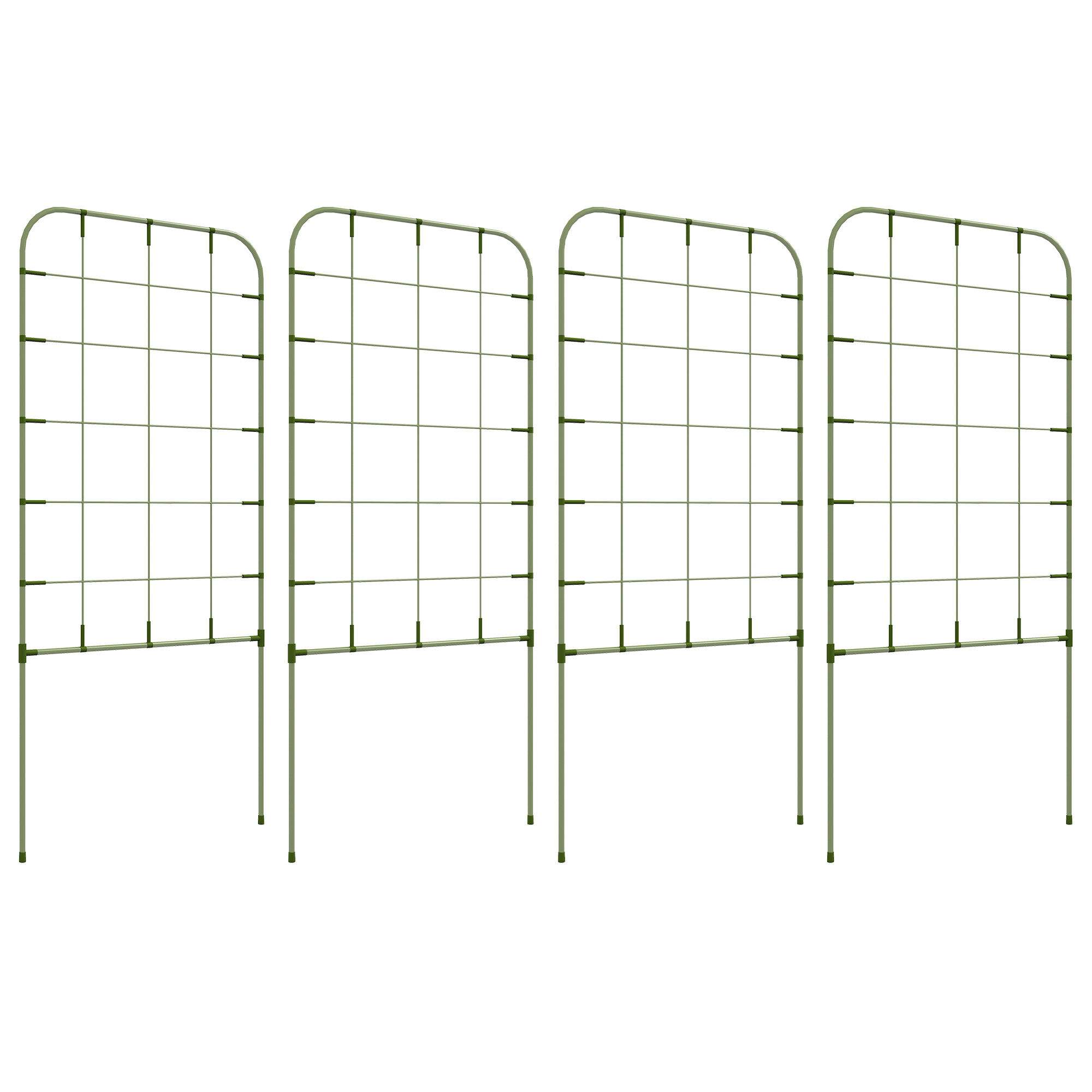Outsunny Juego de 4 Enrejados de Jard&iacute;n Soportes para Plantas Trepadoras con Marco de Acero para Frutas Verduras Flores 40x90 cm Verde, , large Imagen numero 1