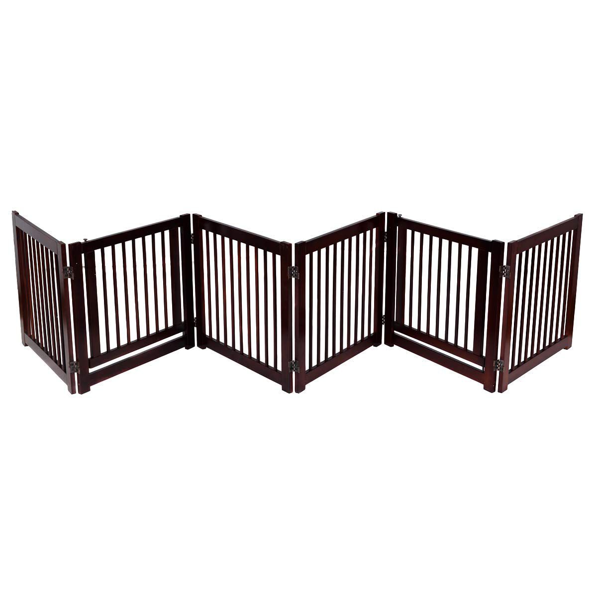 COSTWAY Barrera de Puerta de Seguridad para Perros Mascotas Puerta Escalera Protecci&oacute;n Plegable de Madera (206 x 61 x 1,8cm), , large Imagen numero 4