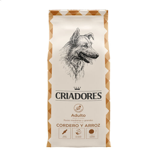 Desde allí brandy Universidad Pienso Criadores para perros adultos Cordero y arroz | Tiendanimal