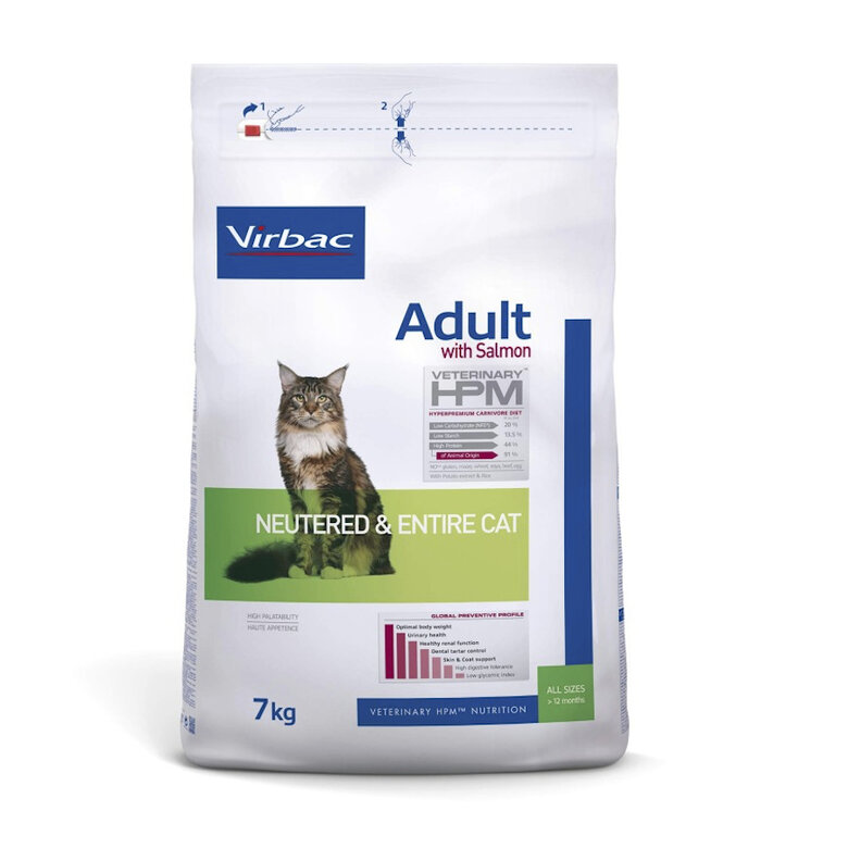 Virbac Adult Neutered Entire Hpm Pienso Salmón para gatos, , large image number null