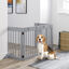 PawHut Barrera para Perros Plegable de 4 Paneles Barrera de Seguridad para Perros con Estructura de Madera y Patas de Apoyo para Pasillo Escalera 204x30x61 cm Gris Claro, , large indicador imagen numero 2