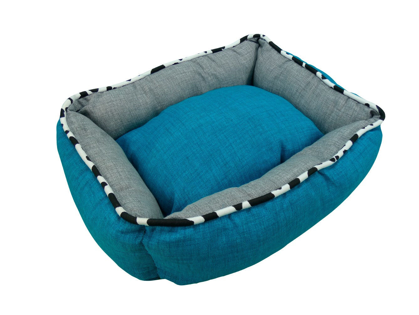 Cama Cuna Cuadrada Bicolor Reversible T2 55x45  Turquesa/Gris, , large Imagen numero 1