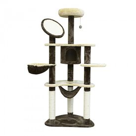 Pawhut árbol rascador de sisal crema y café para gatos