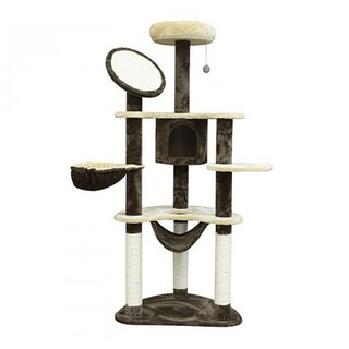 Pawhut árbol rascador de sisal crema y café para gatos