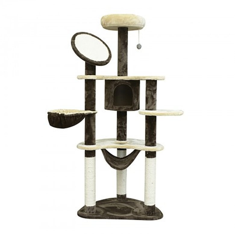 Pawhut árbol rascador de sisal crema y café para gatos