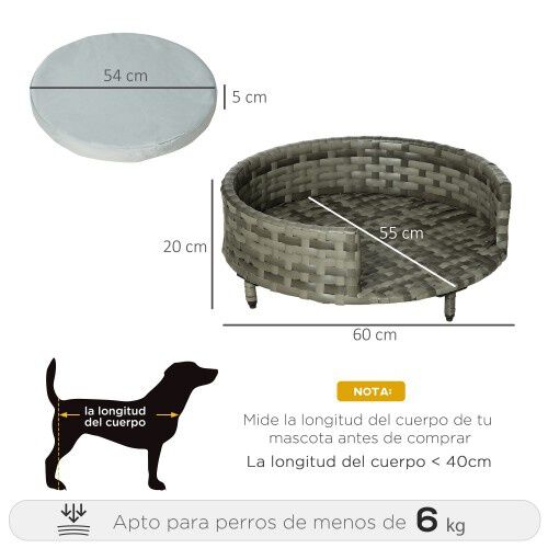 PawHut Sof&aacute; Cama Redondo Gris para mascotas, , large Imagen numero 3