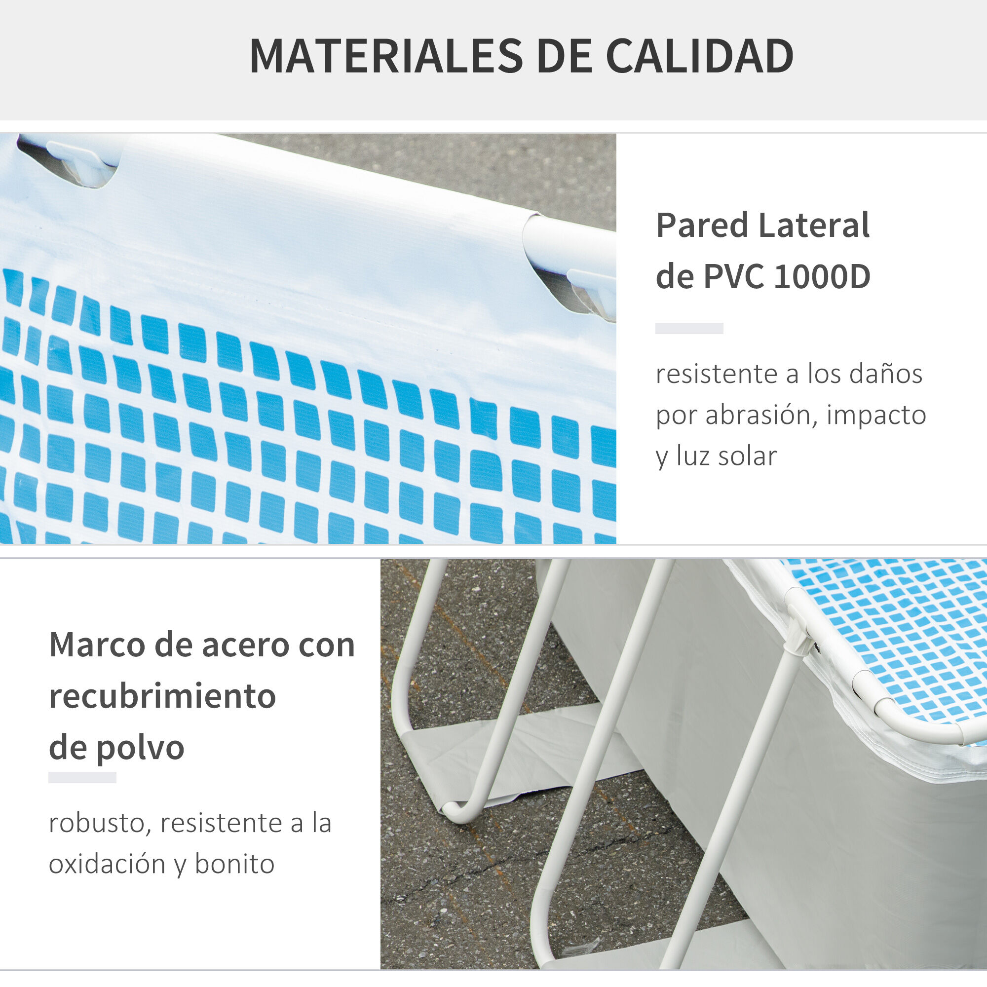Outsunny Piscina Desmontable Tubular 340x215x80 cm Piscina Rectangular de Exterior con Depuradora de Cartucho 4.000 L/H Mangueras Longitud 100 cm y Marco de Acero 4200 L Gris, , large Imagen numero 5
