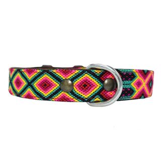 Loyal Collar piel artesanal M multicolor rojo para perros 