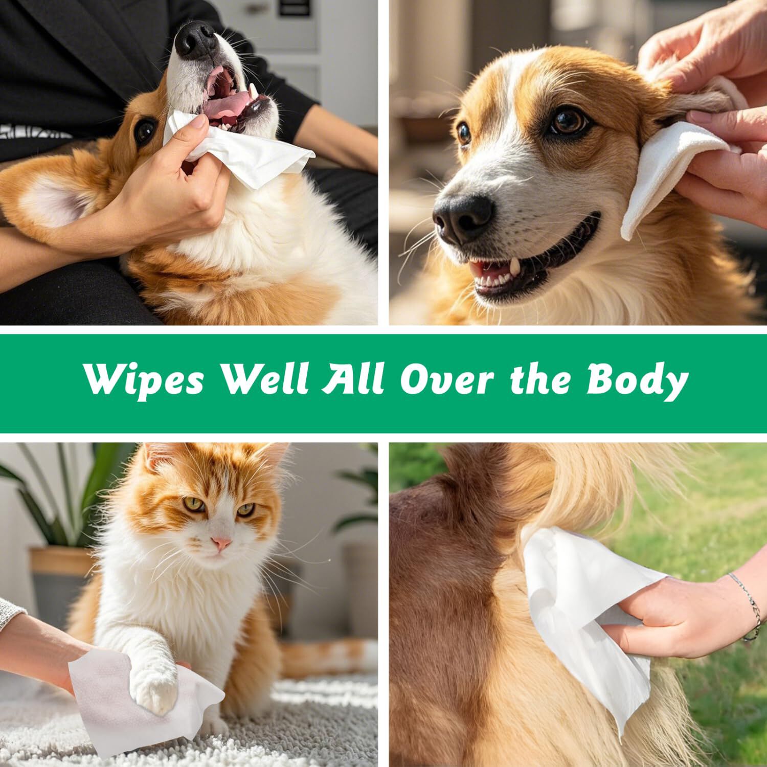 Nobleza - Toallitas H&uacute;medas para Perros y Gatos - Hipoalerg&eacute;nicas con Aloe Vera, Sin Alcohol - Limpieza de Patas, Cuerpo y Trasero - Elimina Olores, , large Imagen numero 5