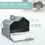 PawHut Arenero Cubierto para Gatos Caja de Arena Cerrada para Gatos con Bandeja Extraíble Pala Pedal Exterior y Filtro Desodorizante 47x45x42 cm Gris., , large indicador imagen numero 5