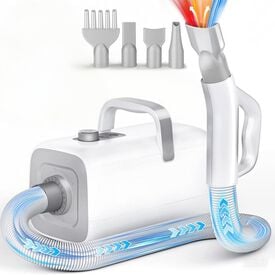 Nobleza Pet Blower Secador para Perros Profesional - Secador Pelo Mascotas con 4 Boquillas, Velocidad/Calor Ajustable, Manguera y Cepillo, Bajo Ruido