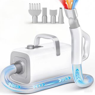 Nobleza Pet Blower Secador para Perros Profesional - Secador Pelo Mascotas con 4 Boquillas, Velocidad/Calor Ajustable, Manguera y Cepillo, Bajo Ruido