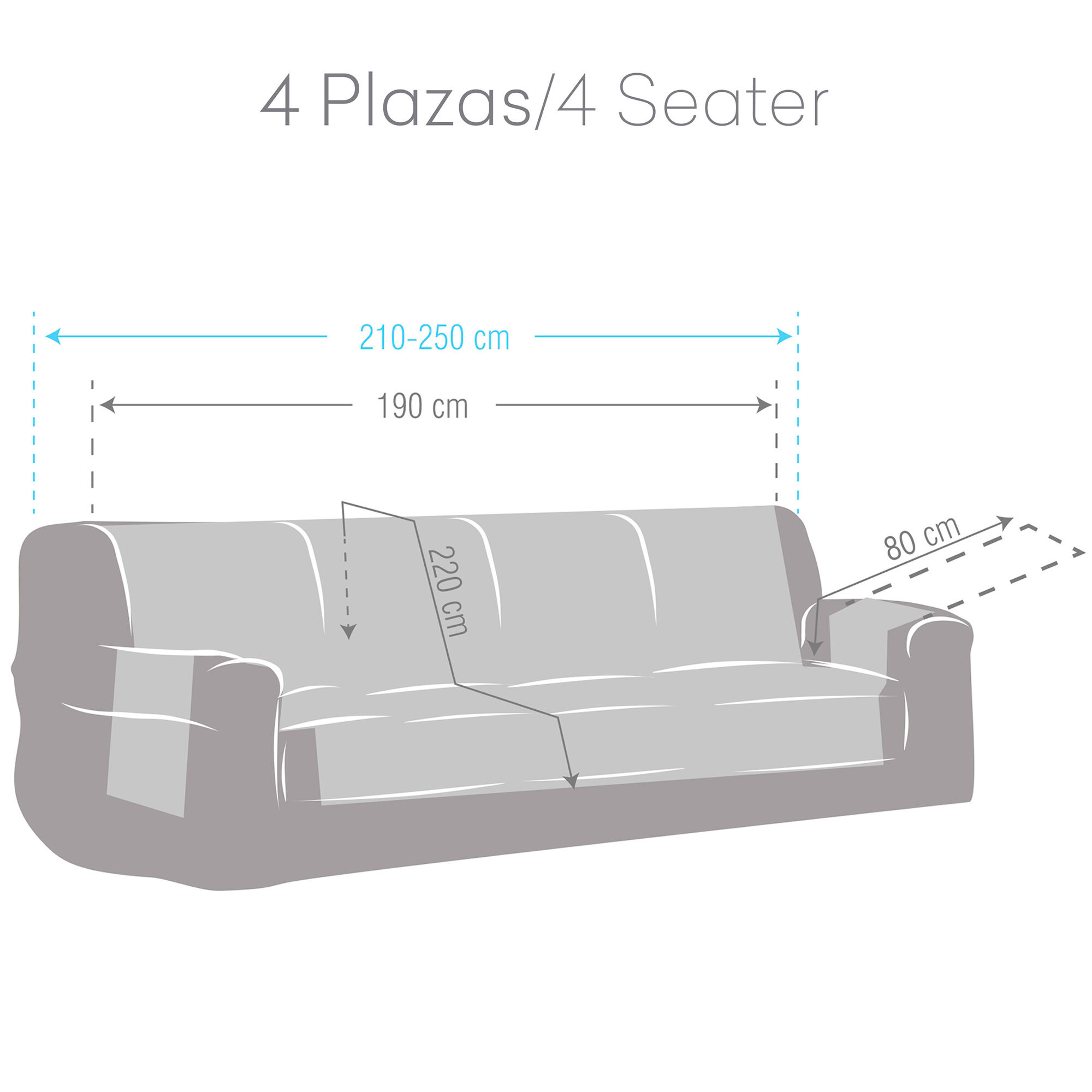 Cubre Sof&aacute; Protector Antimanchas acabado aterciopelado Rosa 4 Plazas 190 cm (210-250 cm), , large Imagen numero 4