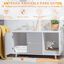 COSTWAY 3 en 1 Casa para Gatos con Rascador Extraíble, Mesa de Centro Auxiliar de Madera, Cueva para Gatos con 2 Puertas, Mueble Arenero de 90 x 50 x 50 cm (Gris), , large indicador imagen numero 5