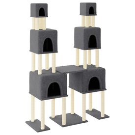 VidaXL Árbol Rascador con plataformas y cuevas gris oscuro para gatos