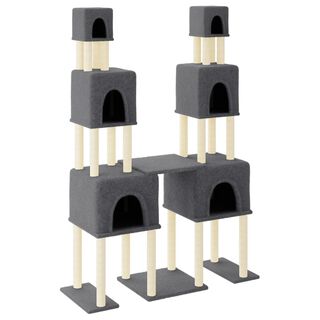 VidaXL Árbol Rascador con plataformas y cuevas gris oscuro para gatos