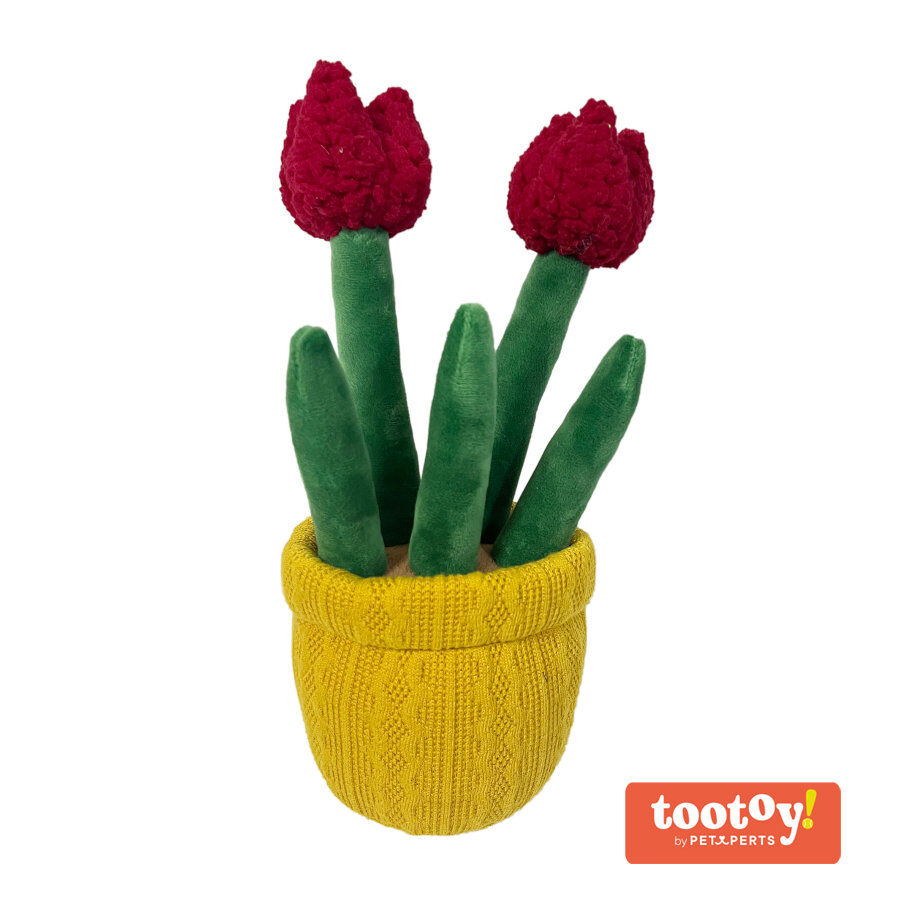 Tootoy! Comfort Red Tulip Plant Cuddler peluche con sonido para perros, , large Imagen numero 1