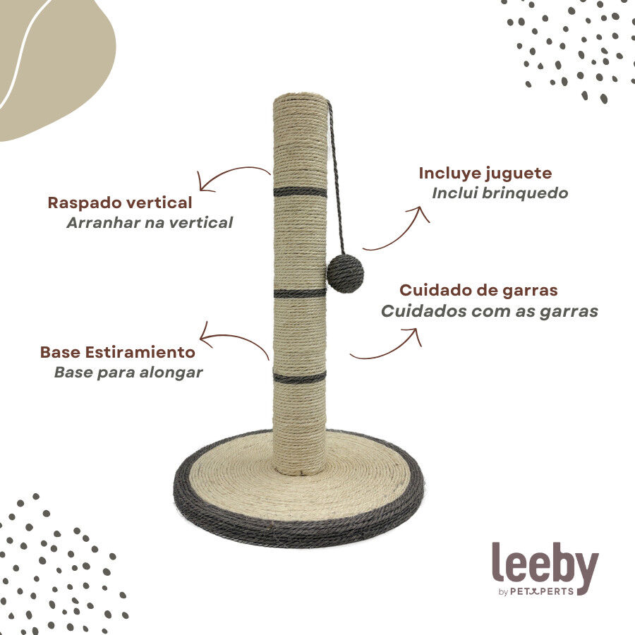 Leeby Isidoro rascador de sisal con juguete gris para gatos thumbnail