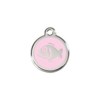 Red Dingo Placa identificativa Acero Inoxidable Esmalte Pez Rosa para gatos