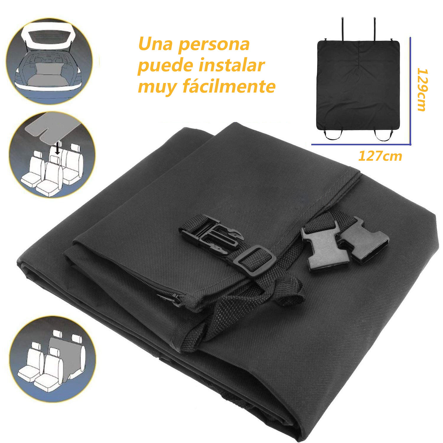 Funda de asiento para mascotas para el asiento trasero, impermeable y duradero (127*129CM), , large Imagen numero 4