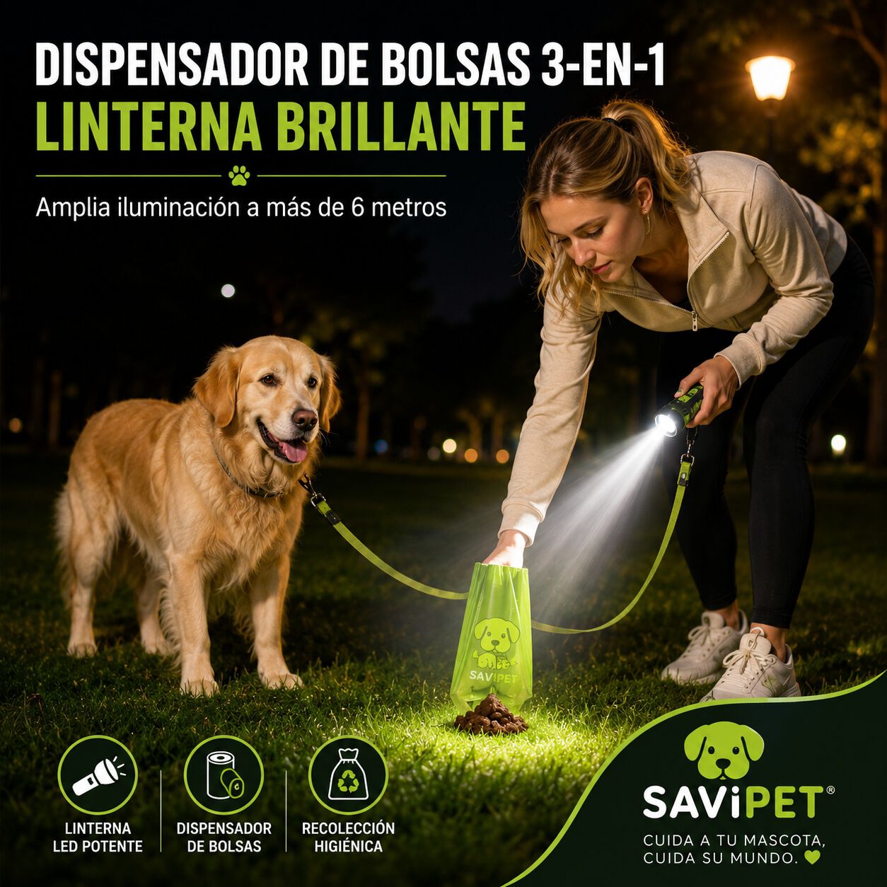 Dispensador de Bolsas de Excremento para Perro con Linterna LED | Incluye 150 Bolsas, 10 Rollos, , large Imagen numero 5