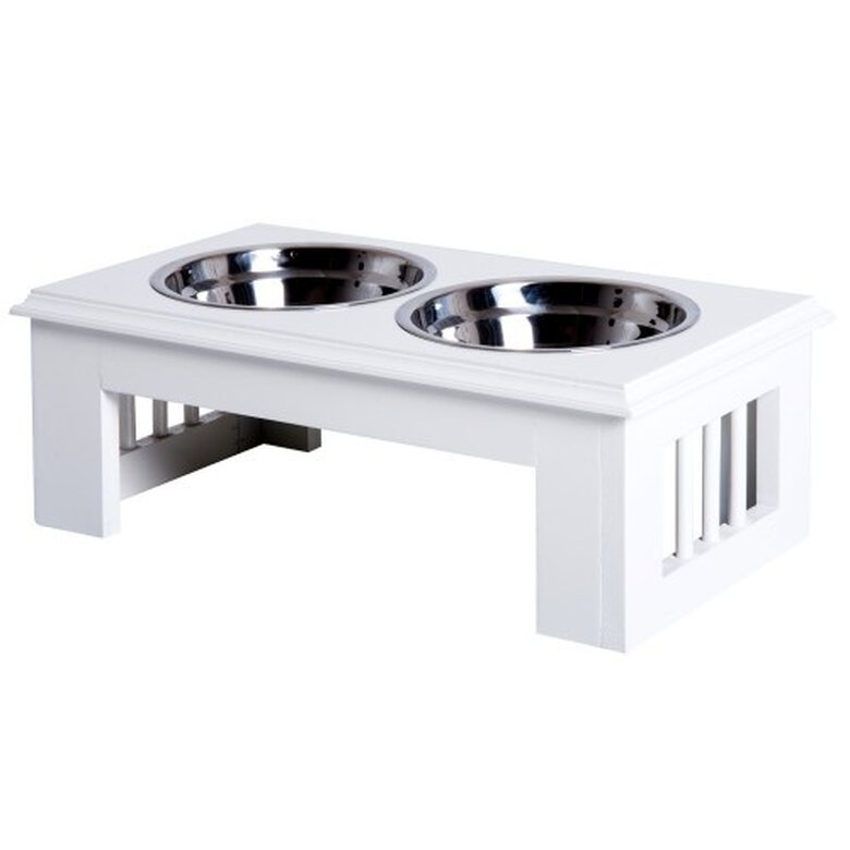 Pawhut comedero elevado doble blanco para perros, , large image number null
