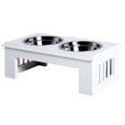 Pawhut comedero elevado doble blanco para perros, , large image number null