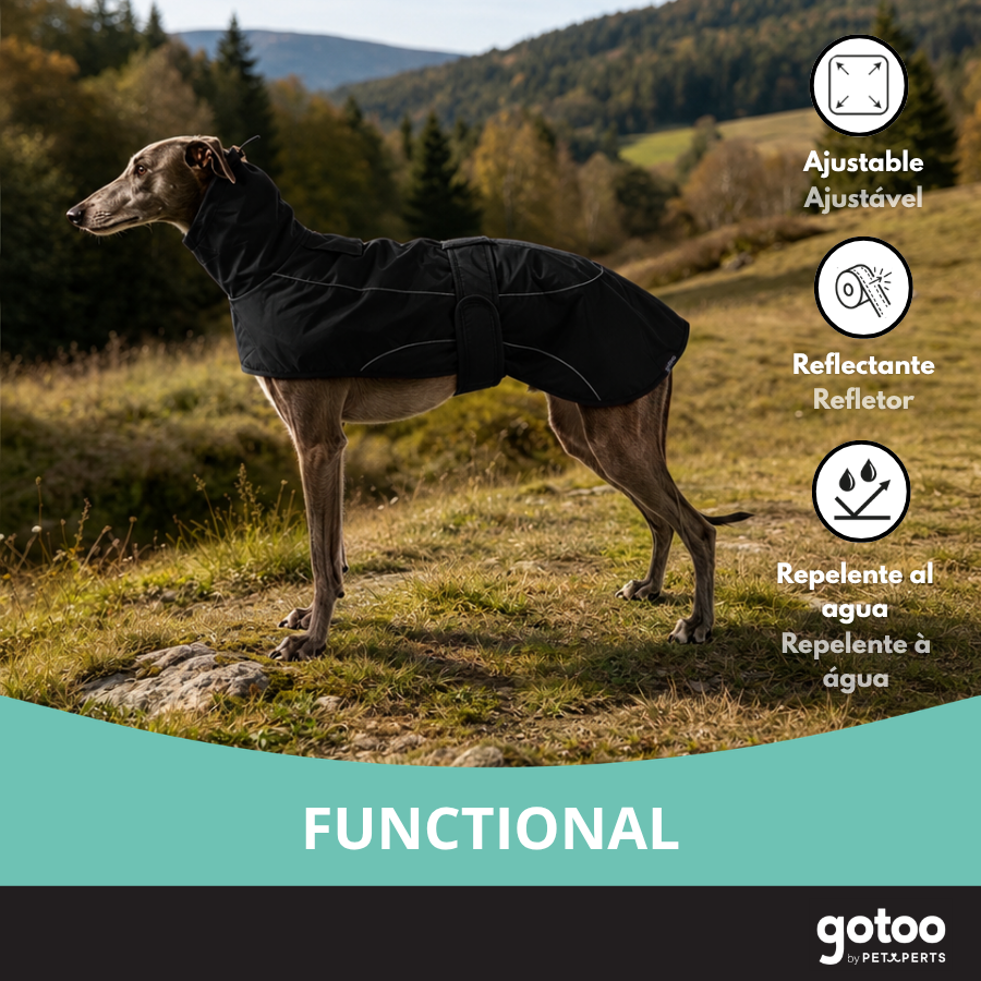 Gotoo Chaqueta Impermeable Negro para galgos, , large Imagen numero 6