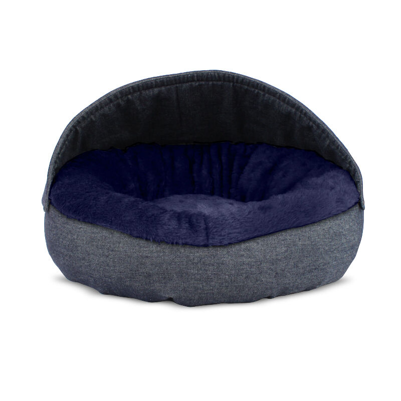 Gauty Cama Redonda Denim y pelo  Azul para Perros y Gatos
