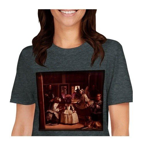 Mascochula camiseta mujer las meninas personalizada con tu mascota gris oscuro thumbnail