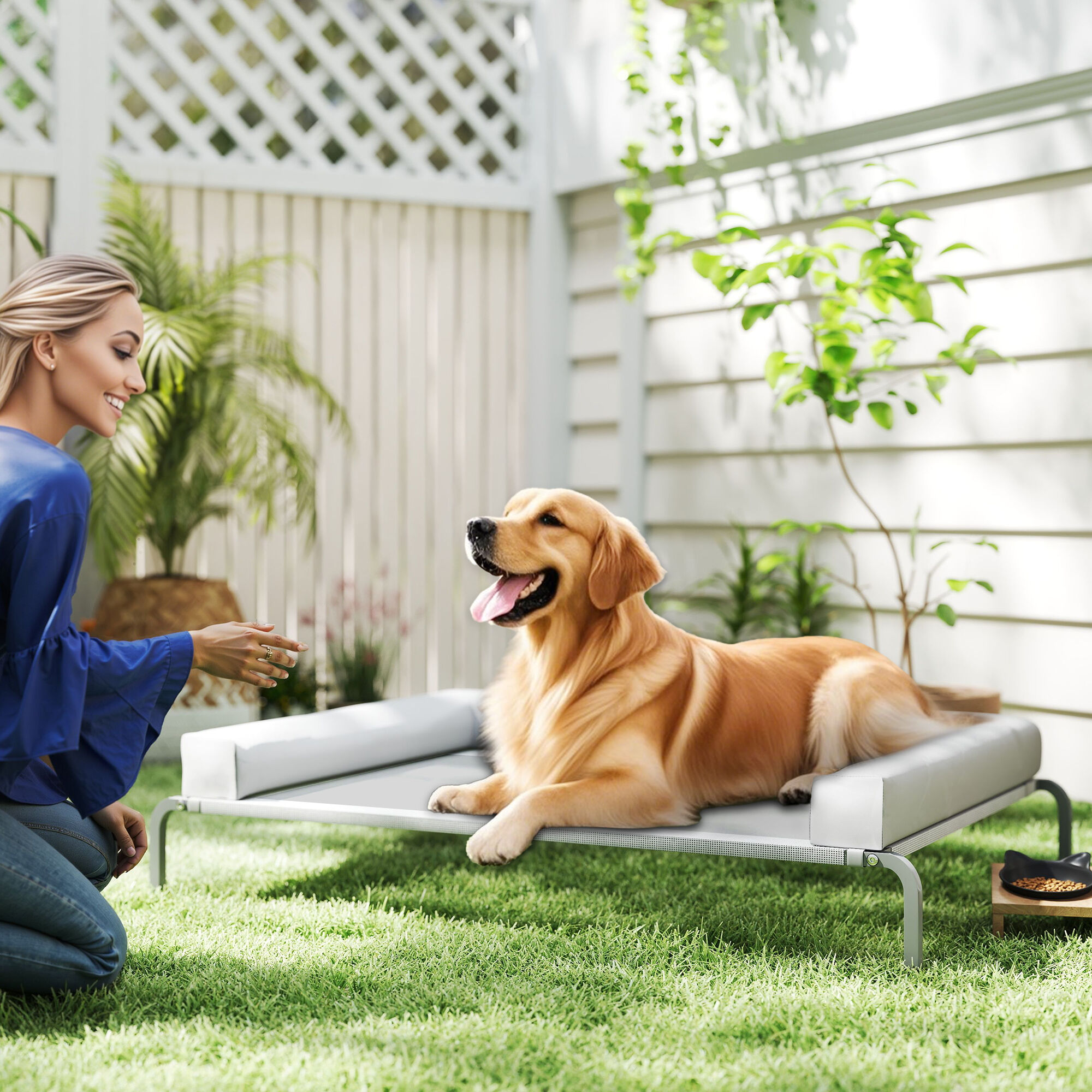 PawHut Cama Elevada Gris Perros thumbnail