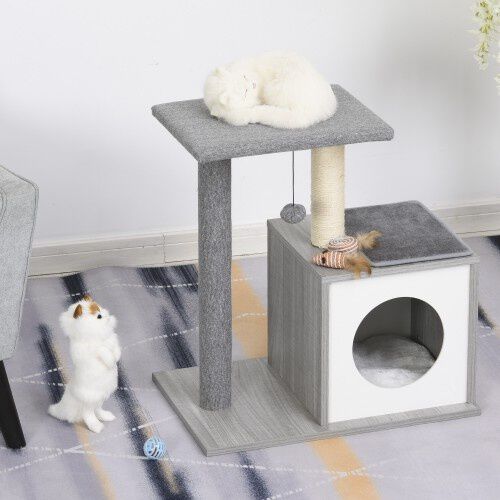PawHut Rascador  de 3 niveles para gatos color Gris, , large Imagen numero 2